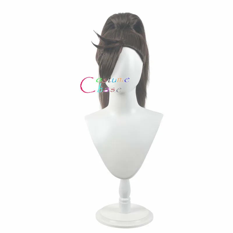 True Damage LOL Yasuo Brown Long Cosplay Ponytail Heat Resistant Synthetic Hair Halloween Party + Free Wig Cap |