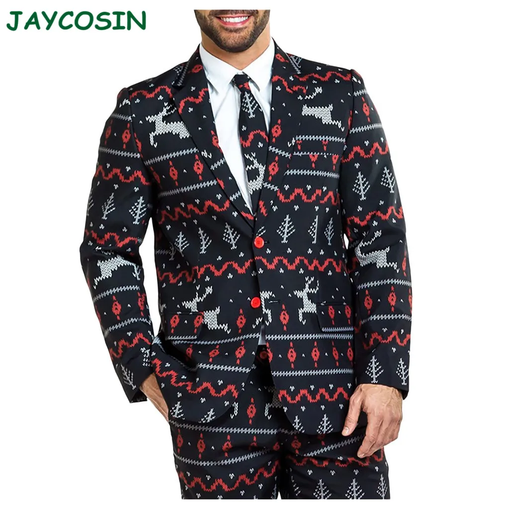 Мужская одежда JAYCOSIN зима 2019 блейзер с рождественским принтом куртки пальто