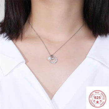 

Silver Color S925 Jewelry Necklace Moon Diamond Pendant for Women Gemstone Bizuteria Diamond Topaz Jewelry Pendant