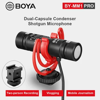 

BOYA BY-MM1 Pro Dual-Capsule Condenser Shotgun Microphone for Smartphone Vlog PC Live Streaming on DSLR SLR Camera Interview Mic