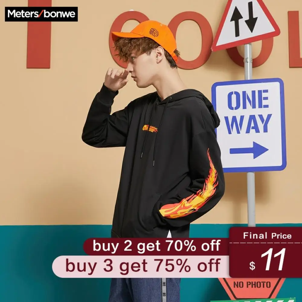 

Metersbonwe Spring Autumn Basic Hoodies Male Sweatshirts Men personality Fashion Handsome Men's Hooded Skateboard Hoodies