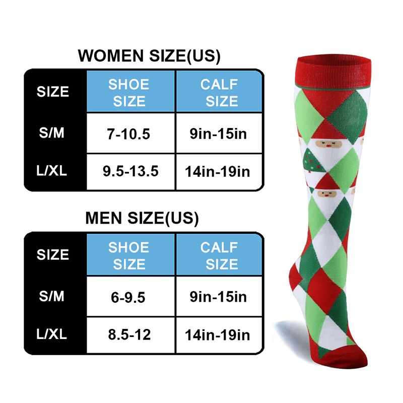 Компрессионные носки для мужчин и женщин подходят для бега полета Путешествия Спорт бег Футбол Велоспорт носки Модные забавные рождественские чулки