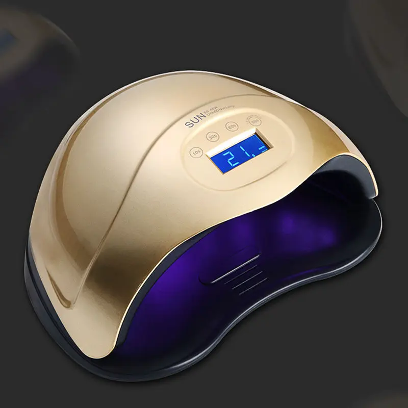 Gold EU Plug Manooby 5 аксессуаров 48 Вт светодиодный Сушилка для ногтей автоматическая сенсорная машина УФ-гель ЖК-дисплей времени для отверждения гель-лака инструмент для дизайна ногтей - Цвет: Gold EU Plug