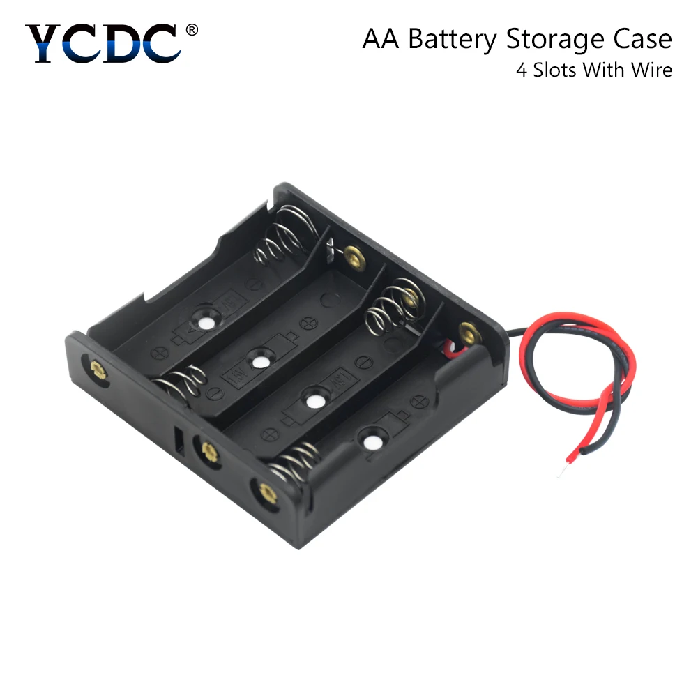 1 2 3 4 8 Way Slots Battery Holder For 1/2/3/4/8 X AA Box Holder With Wire Leads Battery Storage Case ABS Box Fast Power Supply 