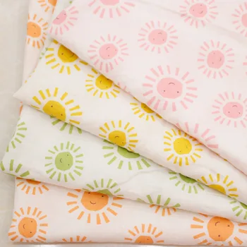 

2020 Spring/Summer New Twill Washed Cotton Fabric Little Sun Smiley Cartoon Printed Kids Cotton Fabric