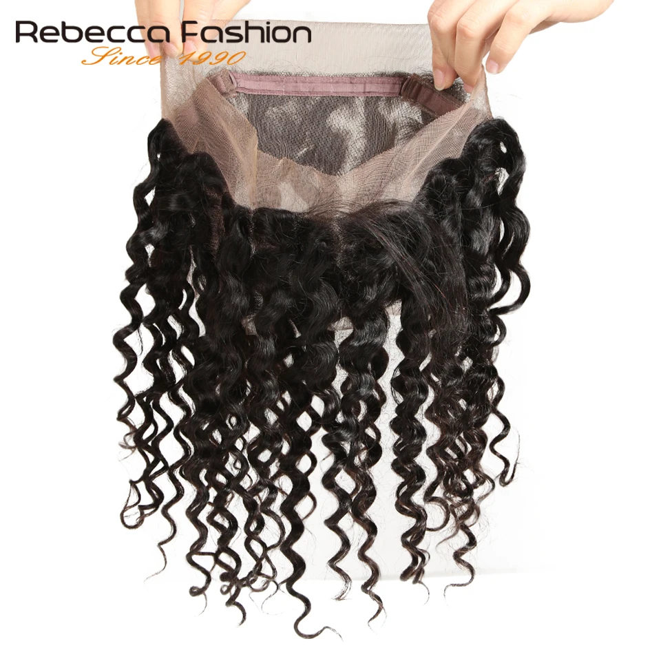 Ребекка бразильская глубокая волна Реми человеческие волосы пряди с 360 Закрытие глубокая волна 360 кружева фронтальной с пряди для наращивания волос