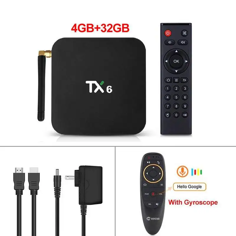 Android 9,0 Smart tv Box TX6 Allwinner H6 4GB ram 64GB rom 32G 4K 2,4G/5 GHz Dual WiFi 2G16G PK Q Plus мини медиаплеер - Цвет: 4GB32GB G10