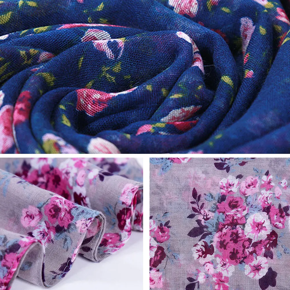 

Fashion Warm Women Flower Loop Scarf Female Small Rose Print Infinity Shawl Wrap