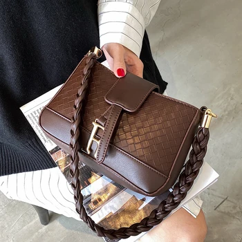 

Autumn Winter Retro Special-interest Design Woven Bag Messenger Bag 2020 New Fashionable Korean Female Shoulder Bags Women Flap