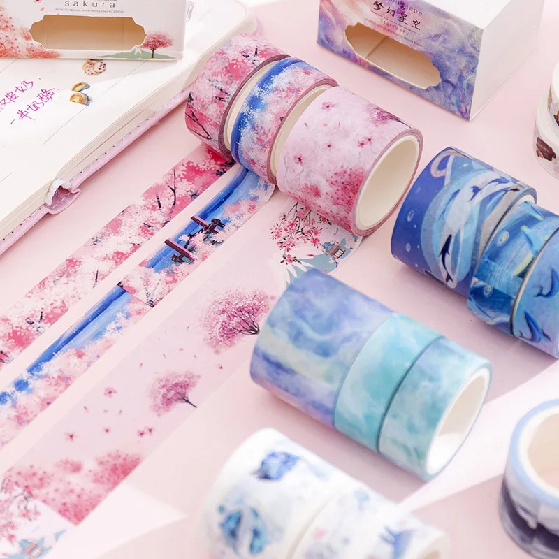 3 шт./компл. Kawaii КИТ клейкая лента милый Единорог лента Washi Винтаж декоративная лента для наклейки Скрапбукинг канцелярские ленты