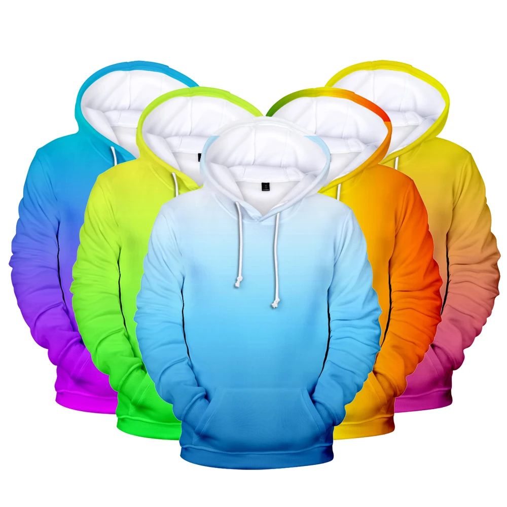 3D Hoodies Men/Women Sweatshirts Custom Colourful Gradient Hoodde Mens Solid Color Hooded Boy/Girls Rainbow Polluvers Coats