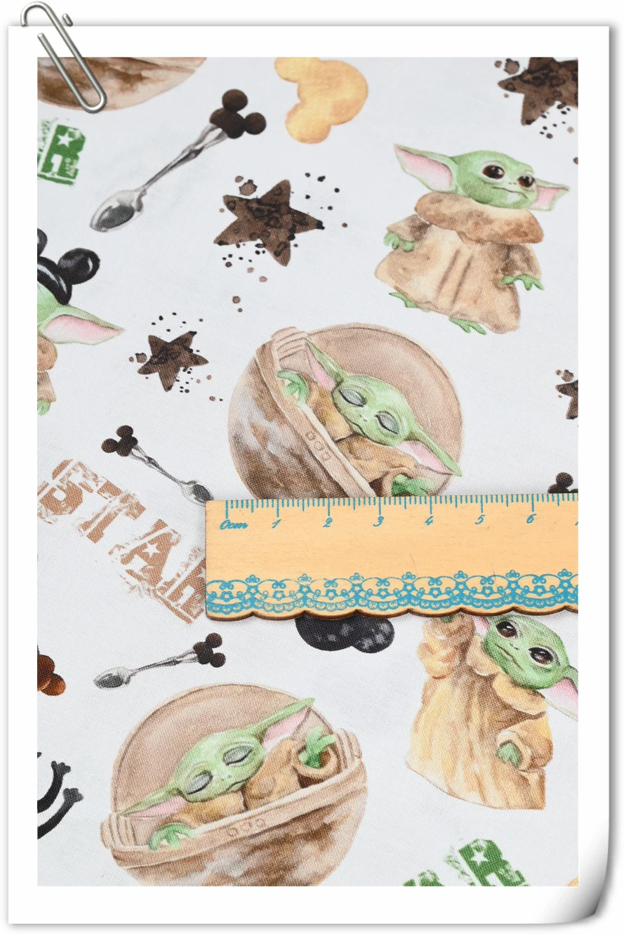 100 Cotton Fabric Disney Lilo & Stitch Yoda Love Print for Tissue Sewing Quilting Needlework Material DIY Handmade