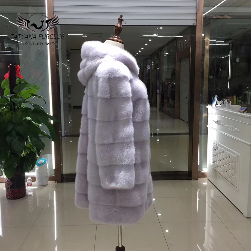 Модное меховое пальто из настоящей норки, Толстая теплая зимняя меховая куртка, верхняя одежда для женщин, шуба из натуральной норки для женщин
