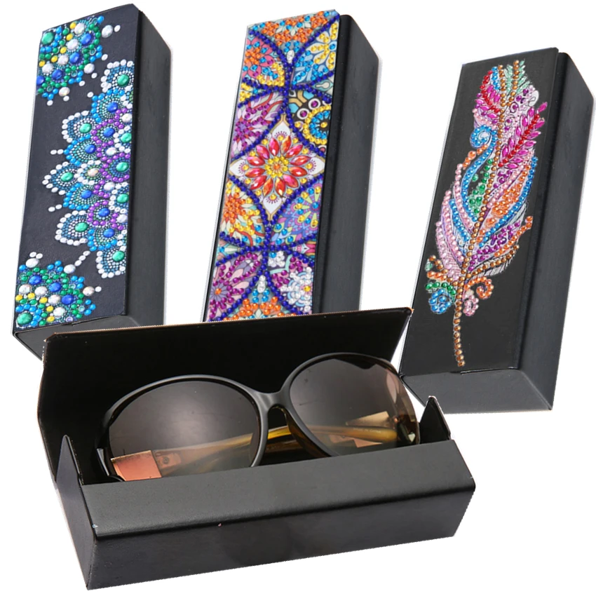 

Free Shipping 5D DIY Diamond Painting Glasses Case Lipstick Storage Box Needlework Irregular-Shaped Acrylic Partial Paper Bag