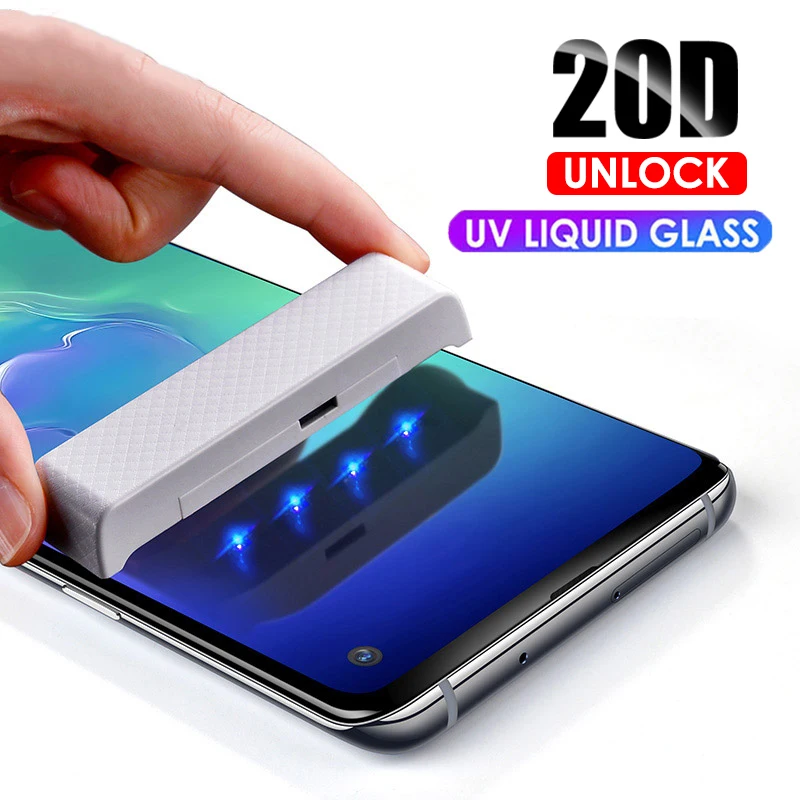 21D полная клейкая жидкость УФ закаленное стекло для samsung Galaxy Note 10 Plus 5G S10 Lite S8 S9