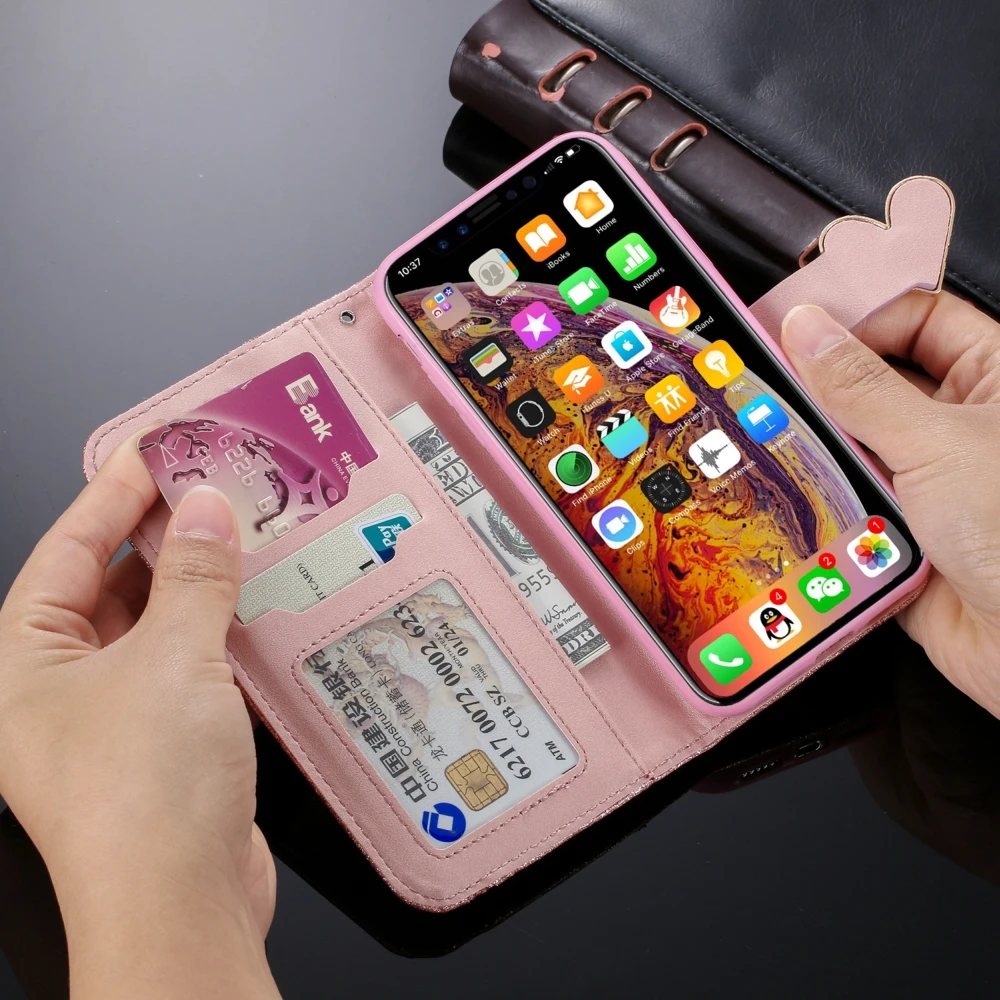 LCHULLE Роскошный чехол-бумажник из искусственной кожи для IPhone 11 Pro XS MAX Xr X 5 5S SE 6 6S 7 8 Plus откидной Чехол для телефона с отделениями для карт