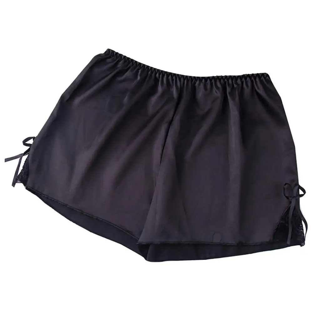 Черный Women Lace Safety Shorts Fashion Sexy Middle-Waisted Stretch Underpants Solid Bow Comfort Underwear New Falda Pantalon E - Цвет: Черный