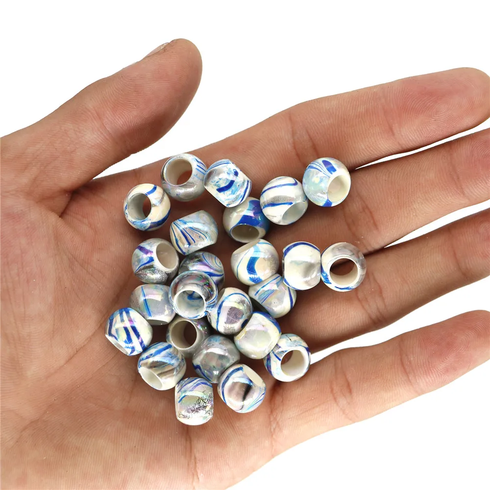 50pcs 12mm Transparent Resin Hair Beads 6mm Big Hole Dreadlock