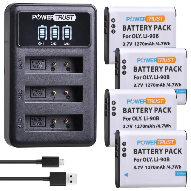 4x LI-90B LI 90B LI-92B Li90B Battery and Charger for Olympus Tough TG-6 TG-5 TG-Tracker SH-1 SH-2 SP-100 IHS Tough TG-1 TG-2 4battery and charger