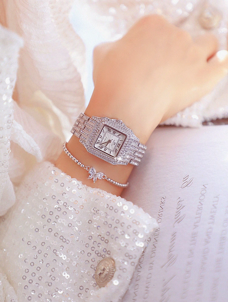 Silver Новые модные женские часы с бриллиантами, стразы, кварцевые часы, роскошные Брендовые женские наручные часы, relogio feminino relogios, подарок - Цвет: Silver
