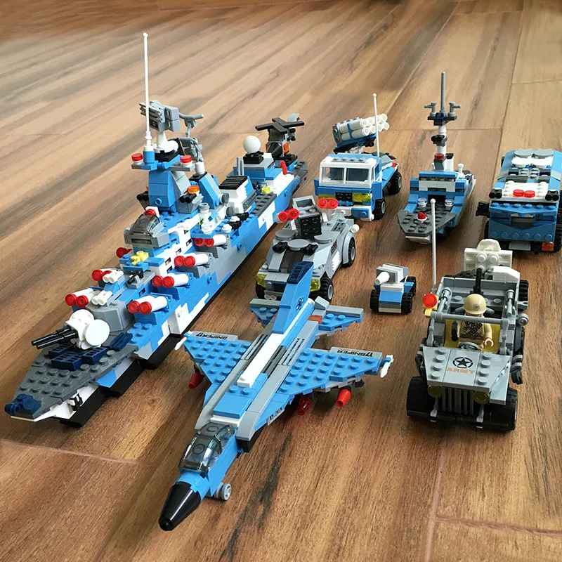 

XIPOO Children'S Educational Toy Boys Assembled Building Blocks Fit Military Series Six-in-One Warships Xp91017