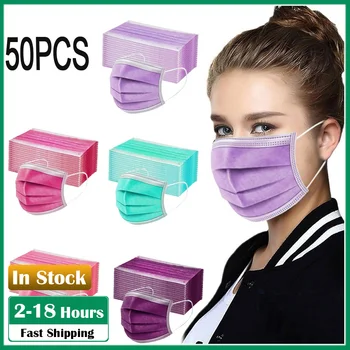 

50PCS Safety Air Fog Women Man Solid mascarillas Mask Disposable Dustproof Protective Face Mask 3Ply Ear Loop Anti-PM2.5 Mask