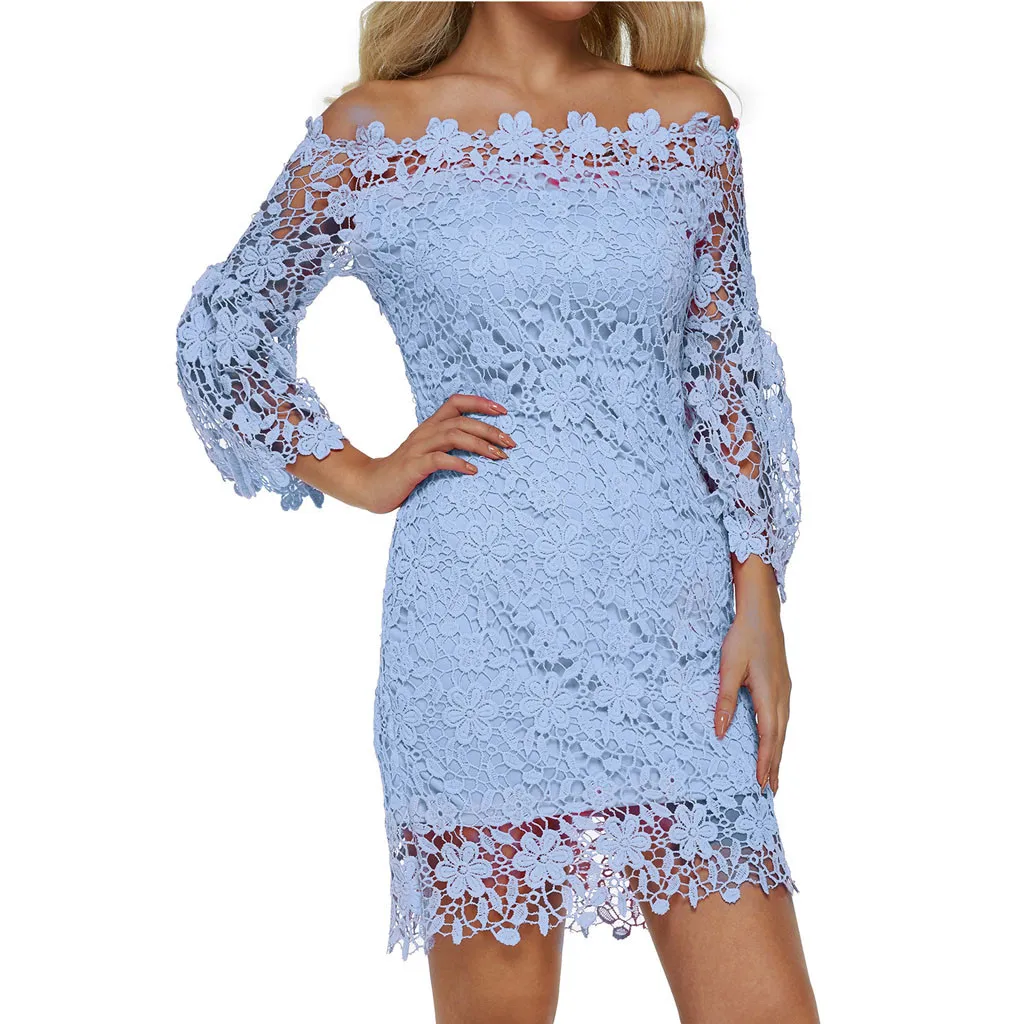 sukienki vestidos размера плюс дамское однотонное кружевное зимнее платье с рукавами и вырезом