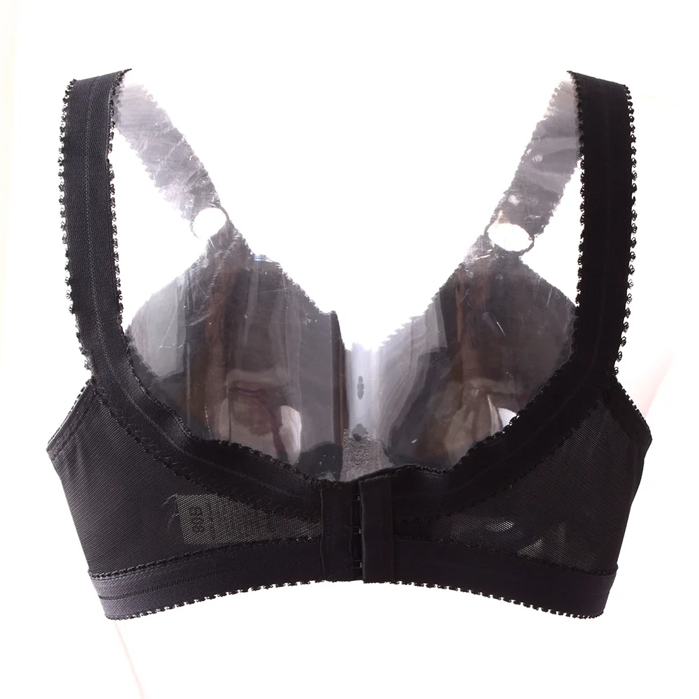 Ultra Thin Women Unlined Lace Sheer Full Coverage Plus Size Wireless Minimizer Bra Big Size A B C D DD E F 40 42 44 46 48 50