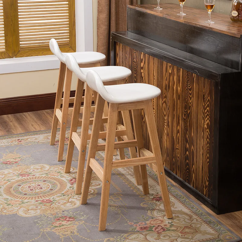 

Yulai cegar xuan Solid Wood Bar Chair Creative Backrest High Base Stool Modern Minimalist Bar Chair European Style Retro Bar Sto