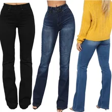 Для женщин джинсы размера плюс, джинсы Boot Cut для женщин Femme на молнии длинные штаны