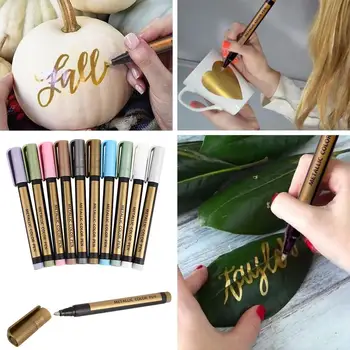 

10pcs Metal Color High Quality DIY Marker Pen Stationery Scrapbook Craft Pen Photos School Gifts ABS Non-Toxic Album Paint Pen