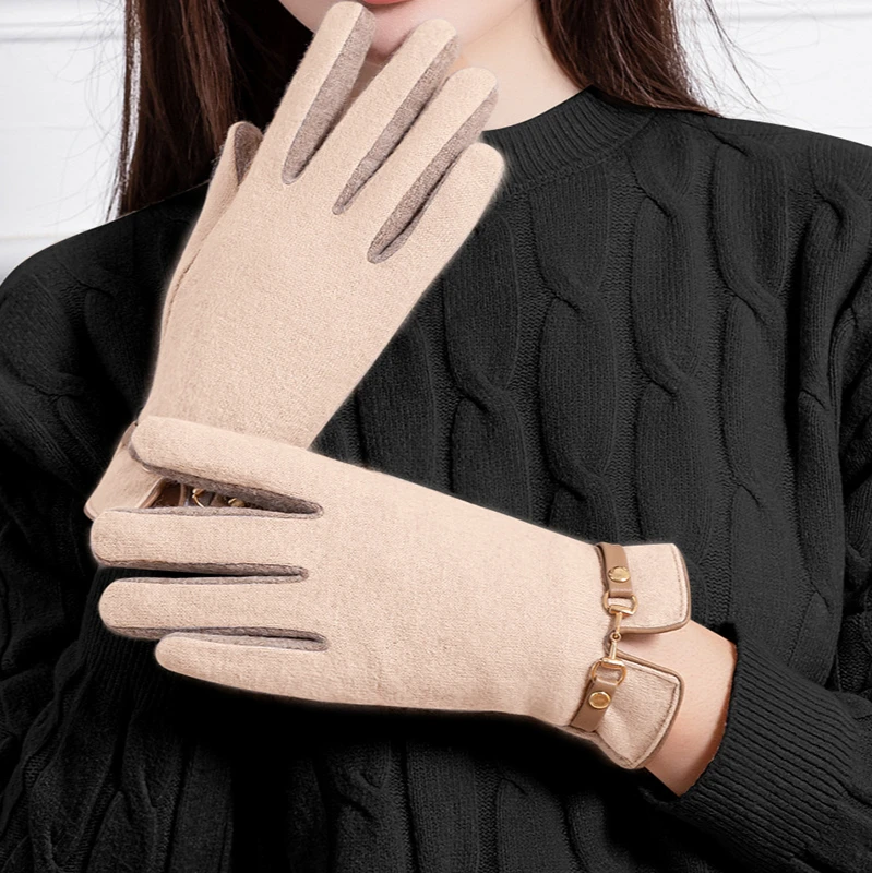 

New Women's Autumn and Winter Cashmere Gloves Warm and Cashmere Gloves Touch Riding Fashion Touch Screen Wool Gloves Women