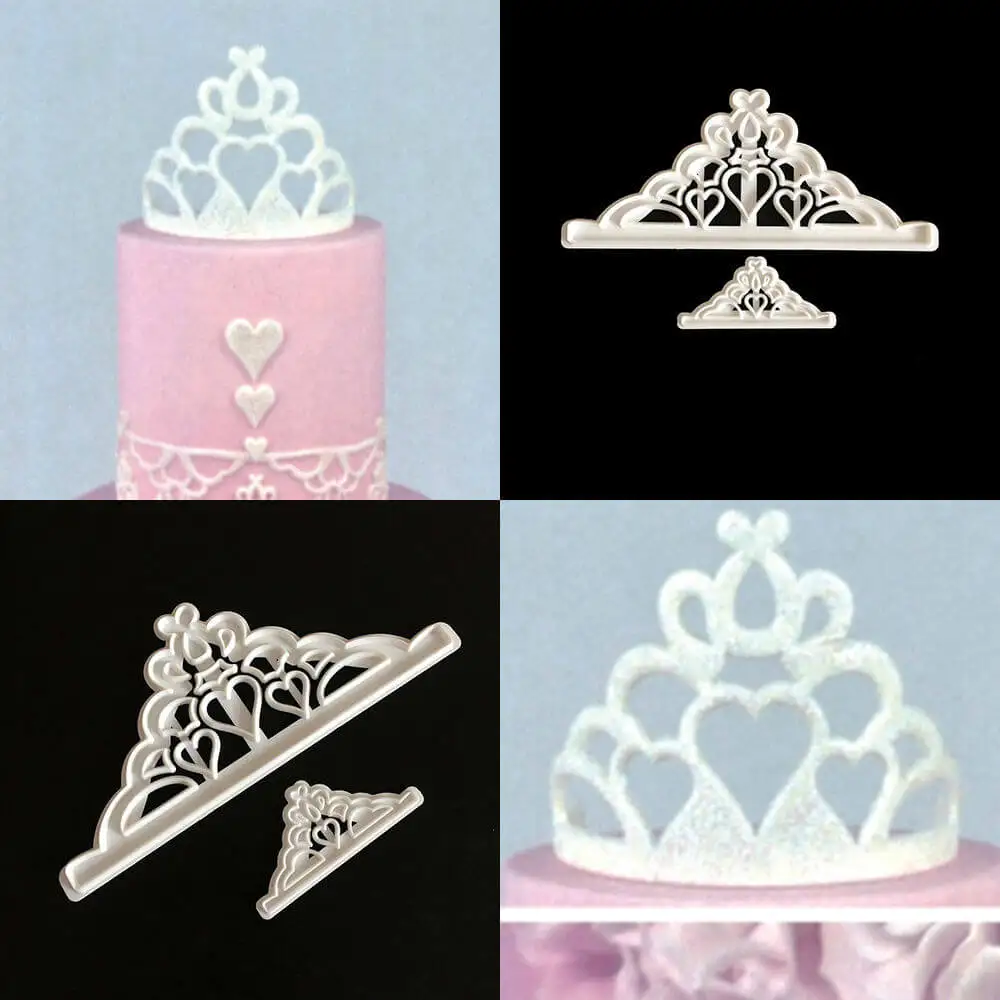 Gumpaste Mold Decorating-Tools-Set Fondant-Cutter Crown Chocolate Plastic 2pcs
