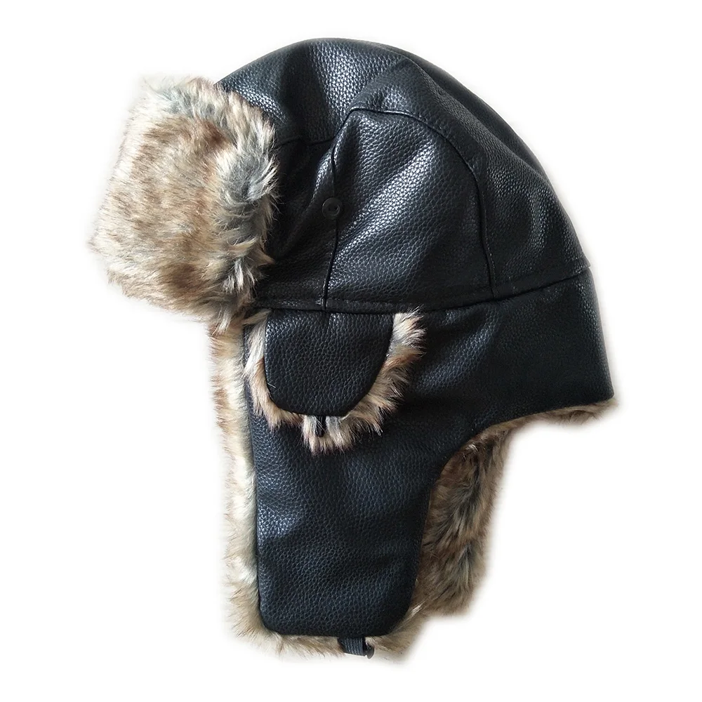 Fur Bomber Hat Warm Earflap Brown Caps 