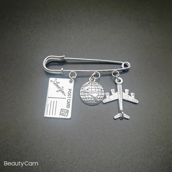 

2020 New Travel Brooch, Passport and Plane Keychain, Stewardess Friendship Gift Jewelry Pin