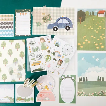 

Sticker Memo Tape Material Package Fresh Cute Decorative Material Paper Set Journal Collage Scrapbook Sticky Note Stationery