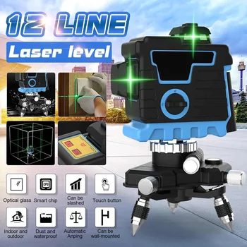 

12 Lines Laser Level 4D LED Display Laser Level Auto Self Leveling 360° Rotary Measure Cross Waterproof Green Light Levels