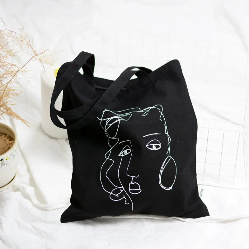 Новая стильная хипстерская Абстрактная фигура Холщовая Сумка женская художественная и художественная Экологически чистая хозяйственная сумка студенческая Shou