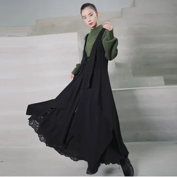 

2020 New Women's Spring Elegant Solid Color Asymmetric Vest Lace Up Cotton And Linen Loose Fashion Two Pieces PC335
