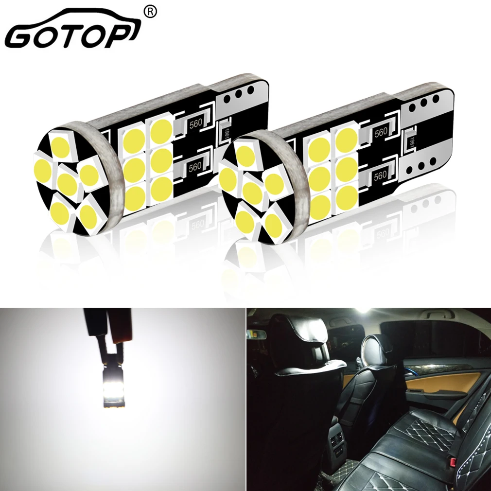 

2pcs W5W T10 LED Bulbs Canbus 3030 18SMD 12V 6000K 194 168 LED Car Interior Map Dome Lights Parking Light Auto Signal Lamp 12V