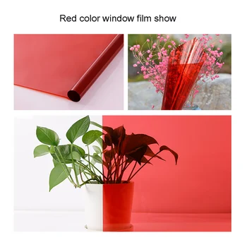 

Sunice 0.5x2m Red Decorative self adhesive Window Film solar tint home office Building Mall window glass decor DIY
