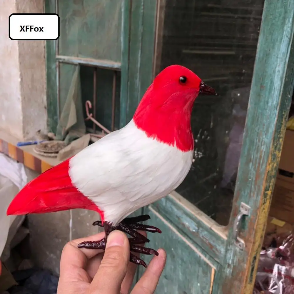 

cute real life red&white pigeon model plastic&feather simulation dove bird doll about 22x18cm xf2539
