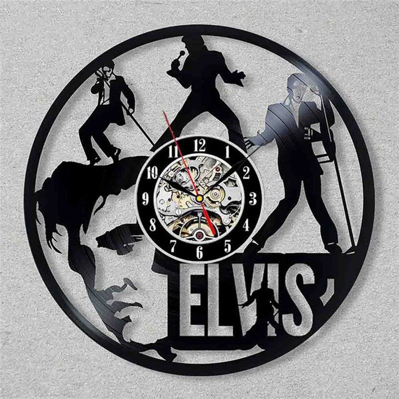 Elvis виниловые настенные часы современный дизайн 3D Декоративные Король рок настенные часы настенные домашние декоративные часы бесшумные