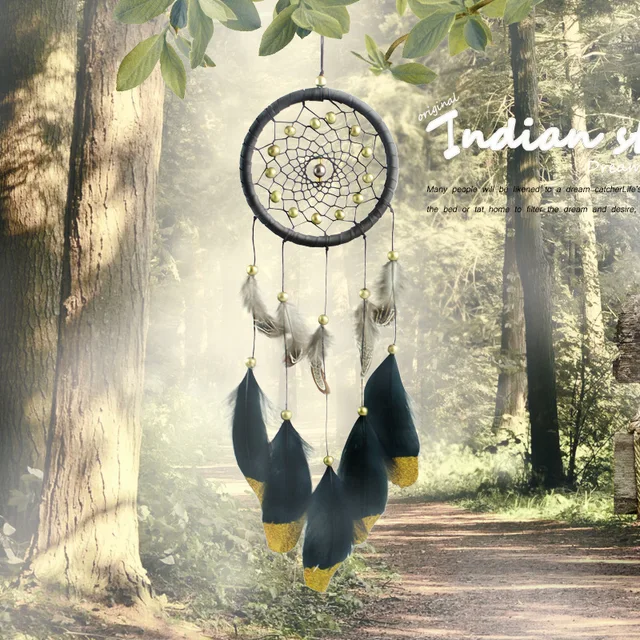 Original silver gray dream catcher 2 ring Indian feather hanging art gifts to bestie friends creative valentine's day gifts F