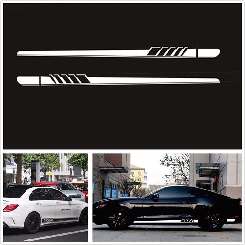EARLFAMILY 150 см X 38 см 2x автомобильные гоночные белые длинные полосы с графикой боковые накладные виниловые наклейки универсальные аксессуары для стайлинга автомобилей
