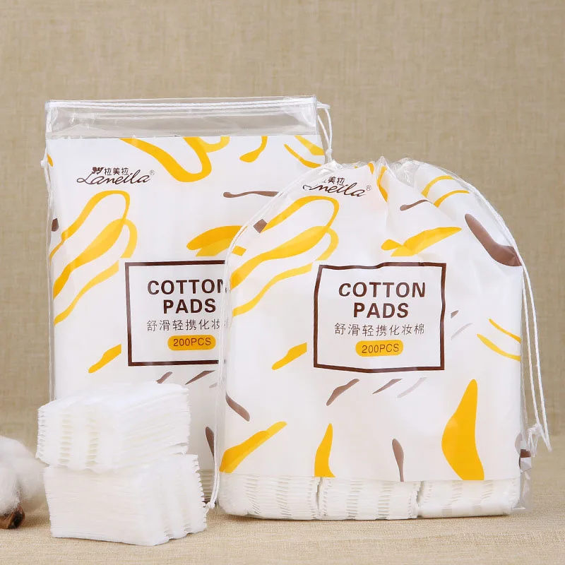 

200 Pieces Of Natural Color Cosmetic Cotton In Bag Bamboo Fiber Cotton Double Sided Thickened Sandwich Cleaning Beauty Tool