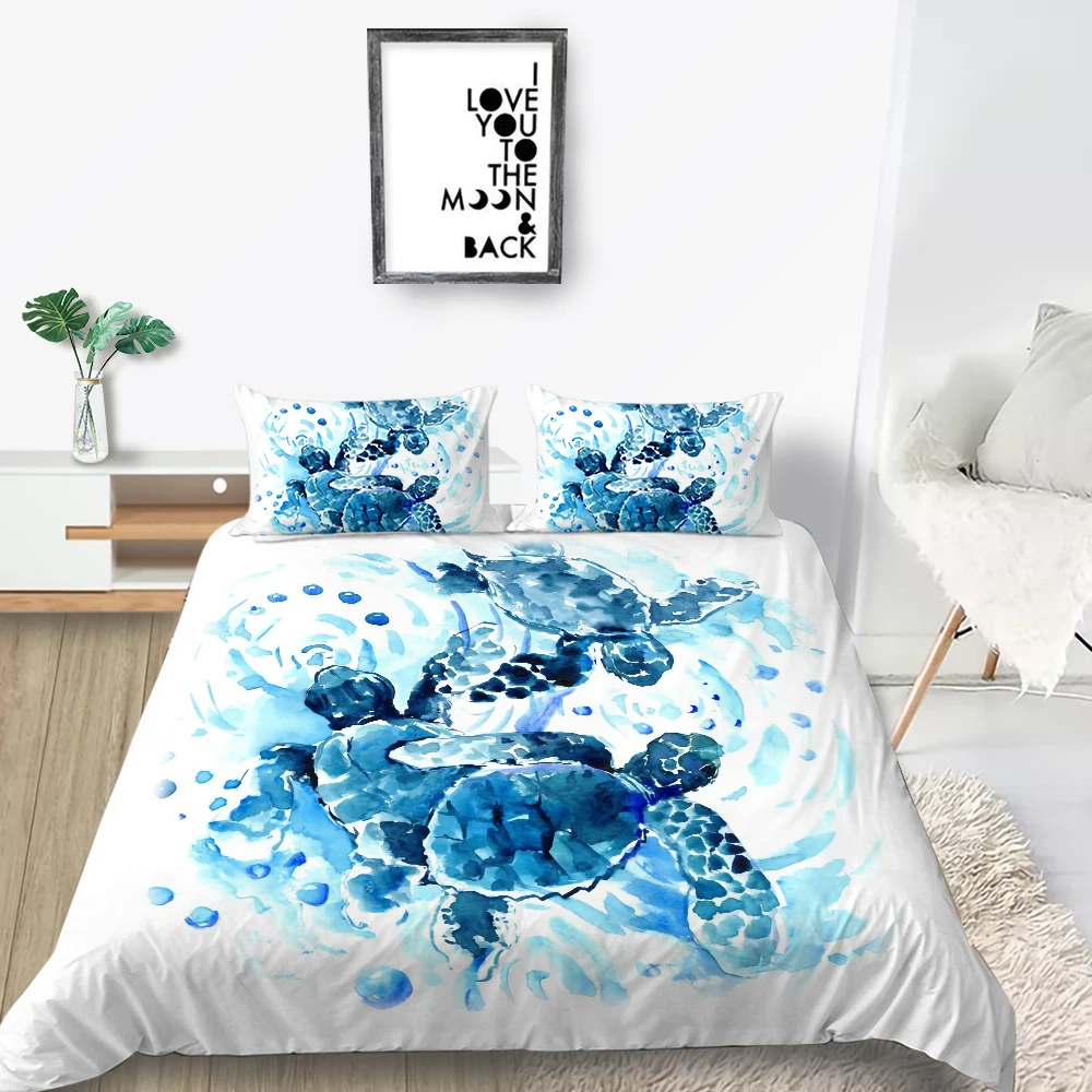 

Sea Turtles Bedding Set King Artistic Fresh Fashion 3D Duvet Cover Queen Twin Full Single Double Unique Design Bed Set
