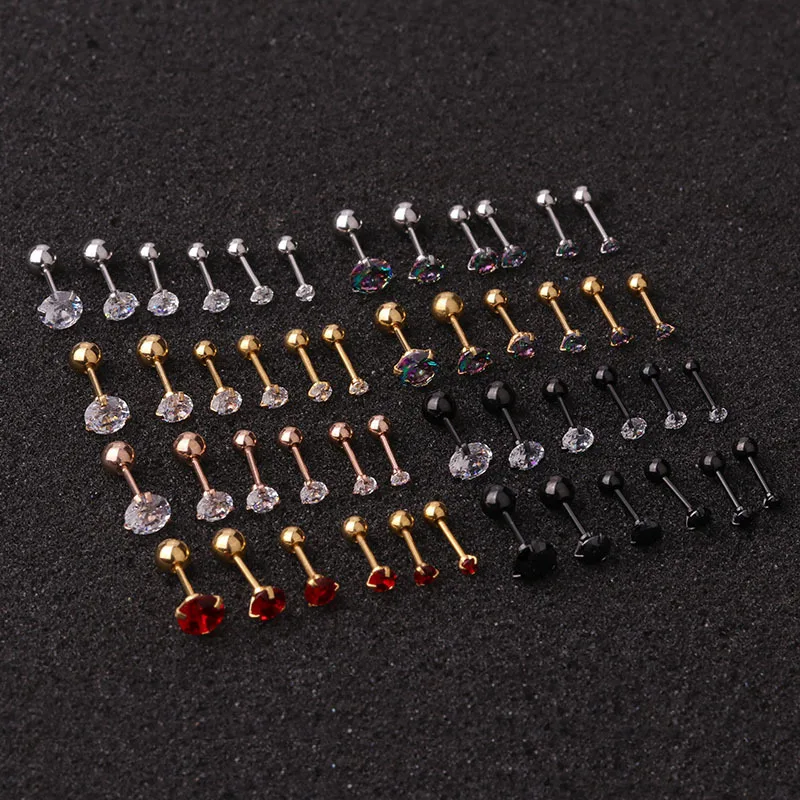 2Pcs Small Round Cz Tragus Cartilage Rook Helix Snug Conch Earring 20G Prong Gem Monroe 16G Tragus Helix Ear Piercing