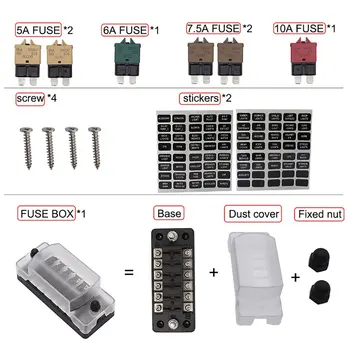 

Fuse Holder 1 In 6 Out Current 75A (High Matching) Car Modified / Fuse Holder 6 Out Independent Negative 75A