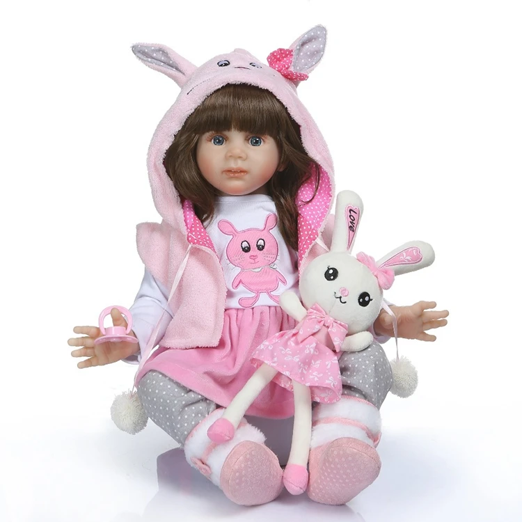 NPK 60 см Высокое качество reborn Малыш фридолин мягкий силиконовый bebe Кукла reborn pincess кукла с длинными волосами